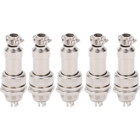 Connecteur Aéro GX12 5 broches 5A 450V, fiche et prise métallique, panneau câblage, lot de 5 pièces, châssis industriel (1/5)