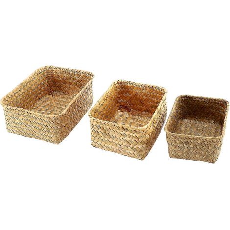 Aufbewahrungskorb aus Seegras, handgefertigte Regalkörbe aus Rattan in verschiedenen Größen und Aufbewahrungskörbe für den Dezember (1/5)