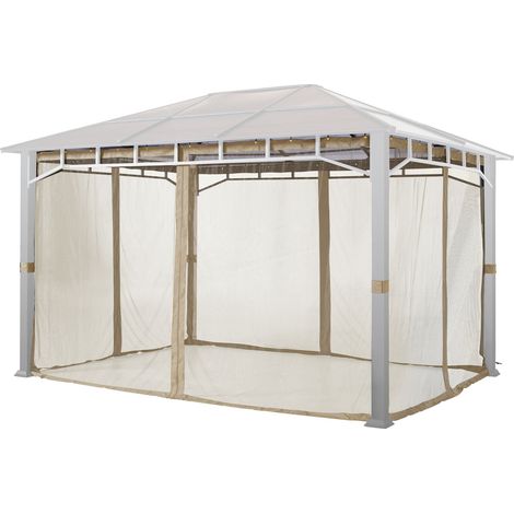 Moustiquaires (4 toiles) pour tonnelle de jardin TOOLPORT Sunset Deluxe, 3x4 m, couleur champagne (1/5)