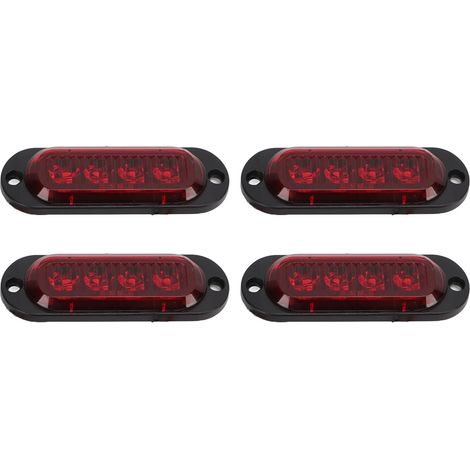 Set mit 4 superhellen 3000K IP65 wasserdichten LKW-Seitenmarkierungsleuchten, einfache Installation, 12-24V rote Warnblinker (1/5)