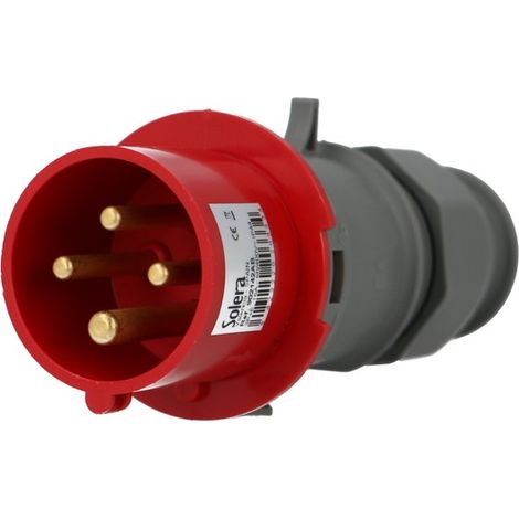 Solera – Prise mâle CEE triphasée 4 x 16A – Tension 400V – Indice de protection IP44 – Pour chantiers humides (1/3)