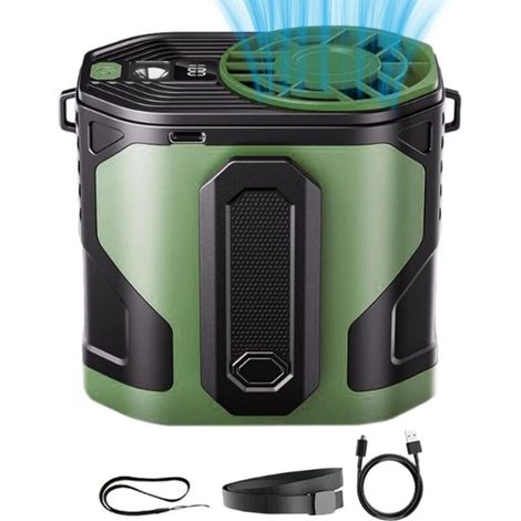 Générique Ventilateur De Ceinture,Ventilateur Personnel De Ceinture Portable Rafraîchissement - Appareil Portatif Sur Batterie 100 Vitesses Avec Torche Pour Cou Chantier Camping (1/4)