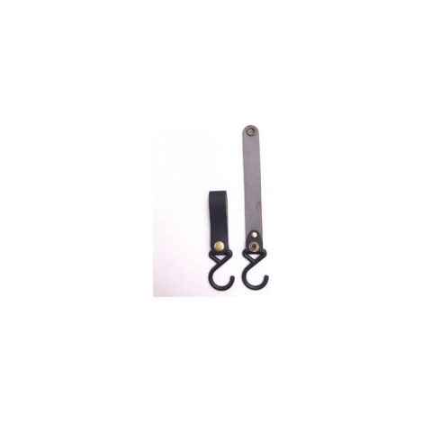 Ganchos de cuero en forma de S Lntyq - Juego de 8 ganchos de metal en forma de S, ganchos de cuero negro para camping, adecuados para camping, cochecitos de bebé, abrigos, toallas, cocina, etc., color
