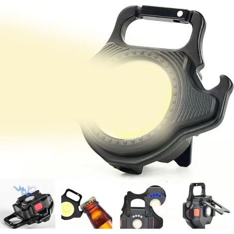 Mini lampe torche LED XRR rechargeable avec décapsuleur et base magnétique 500 mAh super lumineuse pour réparation, urgence, promenade du chien et camping en plein air