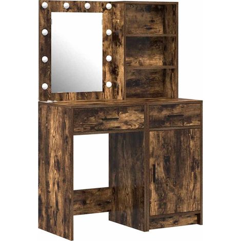 Maison Exclusive - Schminktischset mit LED 2 pcs Geräucherte Eich