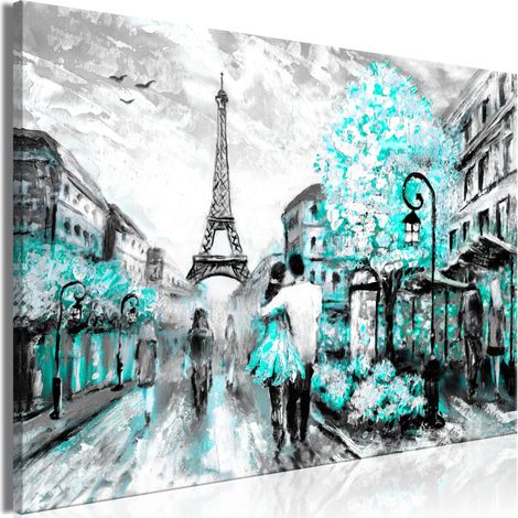 Quadro - Colourful Rendez-Vous (1 Part) Wide Turquoise - 120x80 (1/4)
