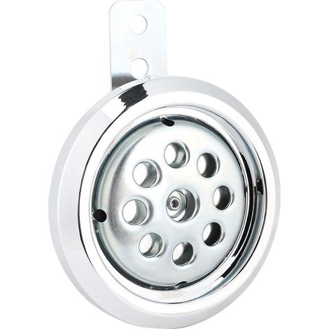 Klaxon puissant de moto, klaxon de moto universel chromé étanche 110dB fort 12V 85mm avec couvercle chromé en nid d'abeille (1/5)