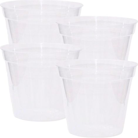 Juego de 4 macetas de plástico transparente de 20 cm para semilleros (con orificios de drenaje) para uso interior y exterior.
