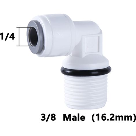 (3 à 10 pièces) Coude pour filtre à osmose inverse, filetage mâle/femelle 90°, tuyau POM 1/4" et 3/8", raccord rapide pour aquarium. (1/5)