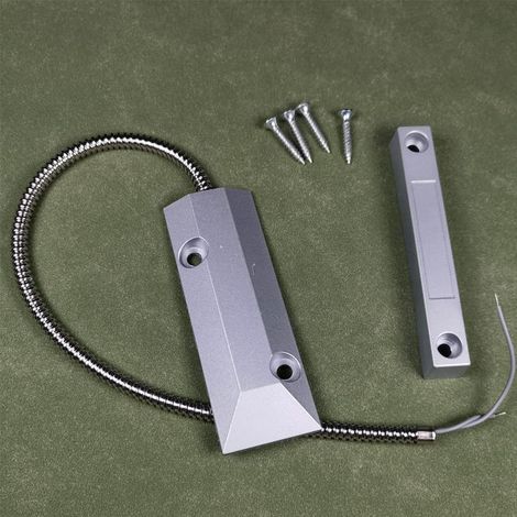 Home Security Contact de Porte roulante Filaire 0-100 V/0,5A Interrupteur à Lames magnétique avec 2 Fils pour, Aimant Proche - Circuit de Connexion,Aimant Eloigné - Circuit de Coupure, OC-55 (1/5)