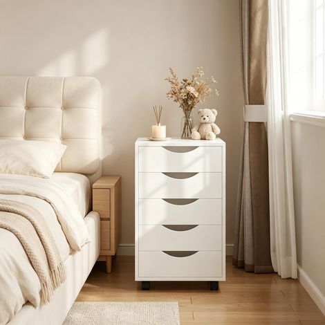 Armoire de rangement mobile avec roulettes, classeur multifonction, armoire de lit pratique – idéale pour chambre, bureau et salon (1/4)
