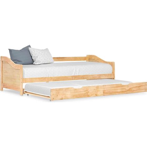 Cadre de lit extensible 2 couchages en pin avec roulettes 90 x 200 cm, sans matelas - PANGIVO (1/5)