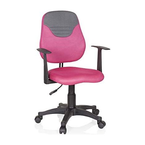 Chaise de bureau / fauteuil pivotant pour enfant KIDDY STYLE Tissu rose / gris hjh OFFICE