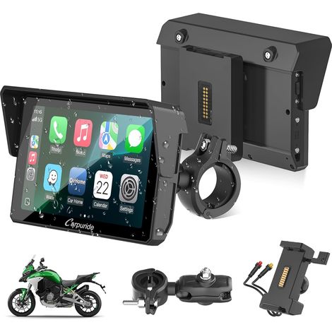 W502S Pro Motorcycle Screen 5 Inch Android Auto Bluetooth Dual Support BM05 included, intercom, music sharing, Bluetooth Dual, waterproof display, wired controller and GPS navigation (1/5)