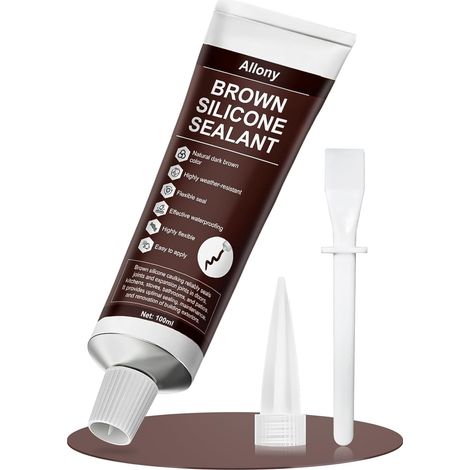 Silicone Marron, Colle Silicone, Adhésif pour Verre, Plastique et Bois, Etanche, Facile à Utiliser, Joints Multi-Matériaux pour Salle de Bain Escaliers et Fenêtres, 100ML (1/5)