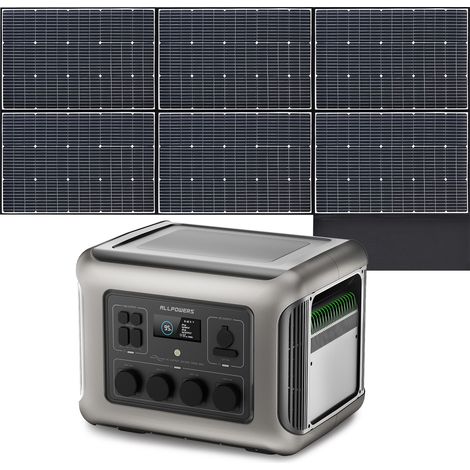 ALLPOWERS R2500 Generador Solar con 600W Panel Solar, 2016Wh LiFePO4 Batería, 4 Salidas AC de 2500W (4000W Pico), Estacion de Energia Portatil para Camping, Viajes, RV, Emergencia, Corte de Energía (1/5)