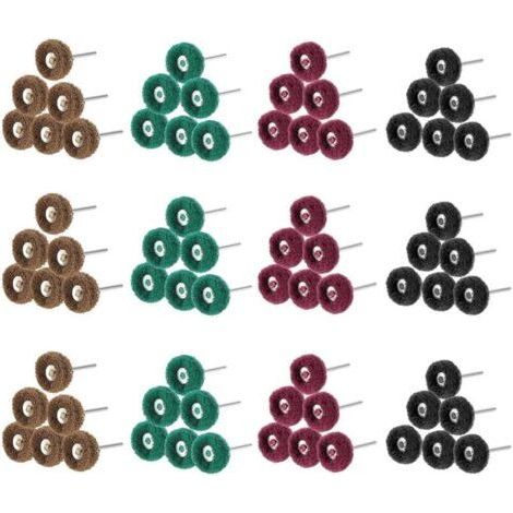 Lot de 80 Roues de polissage abrasif de 25 mm, Accessoires de polissage pour outils rotatifs , Grain 80/150/240/300, tampon à récurer et queue en métal (1/4)