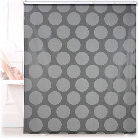 Tenda a rullo per vasca idrorepellente motivo a pois grigi