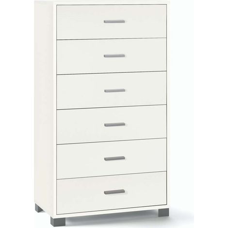 Sarmog Cassettiera Bianca 6 Cassetti in Truciolare 69,7x40,8x124 cm (1/2)