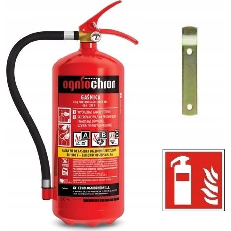 6 kg GP-Pulverfeuerlöscher – 6x ABC OGNIOCHRON-Halterung + Schild