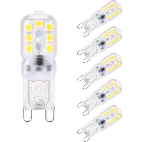 Ampoule LED G9 3W, 14 x 2835 SMD Ampoules LED Économie d'énergie, Equivalente 30W Halogène, Lumière Blanc Froid 6000K, 300Lumens, 360° Angle de Faisceaux, AC 220-240V, Non dimmable, Lot de 6 (1/5)