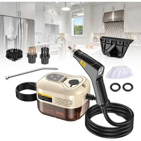Nettoyeur vapeur portatif, nettoyeur vapeur portable 1500 W, nettoyeur vapeur, nettoyeur haute température, nettoyeur désinfectant (ensemble de 8 pièces) Modèle CNC - Blanc (1/4)