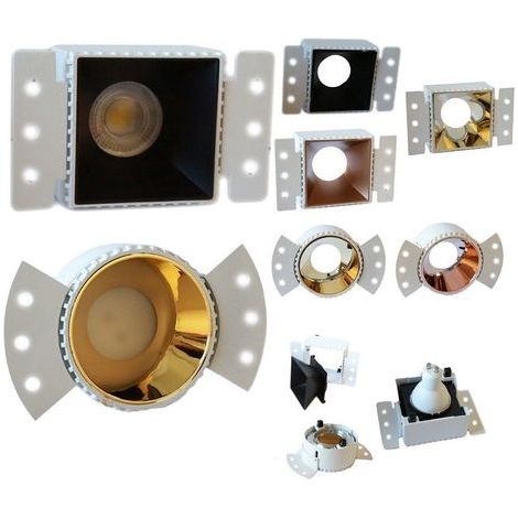 TrAdE Shop Traesio - Porta Faretto Da Incasso Lampadine Led Gu10 7watt Per Controsoffitto Cartongesso - ROSE GOLD MATT  -Quadrato    - (1/5)