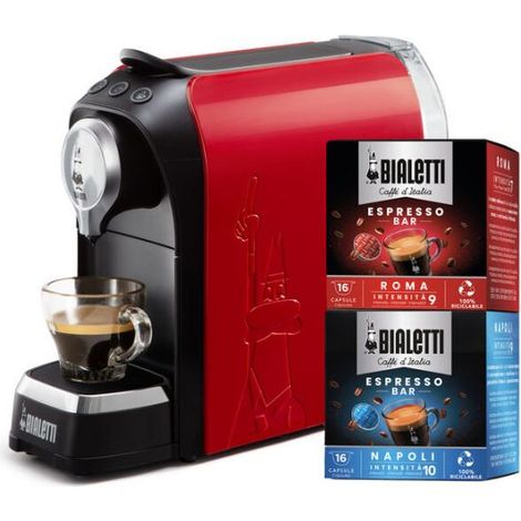 Bialetti Bundle Super + 32 capsule Macchina Automatica per espresso 0,7 L Rosso