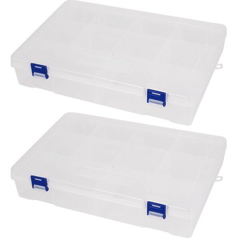 Klarer Kunststoff Abnehmbare 10 Raster Schrauben Electronic Teile Aufbewahrungsbox 2 Stck