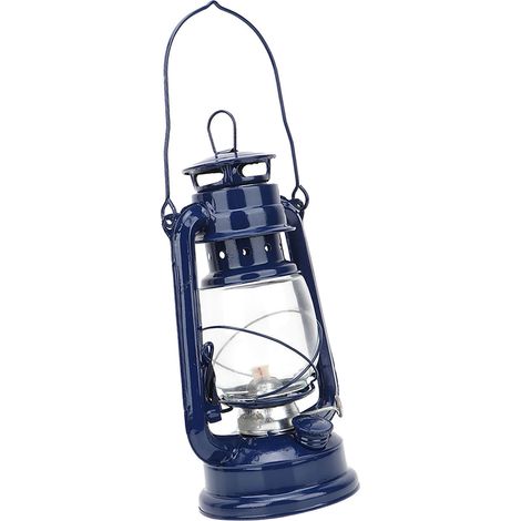 Lámpara de aceite de hierro vintage, farol de aceite, decoración para fiestas o bares (azul) (1/5)