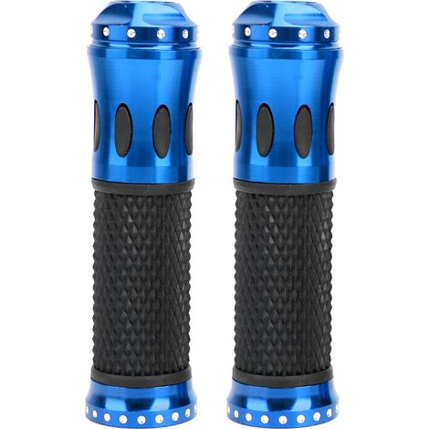Poignée de guidon moto universelle CNC antidérapante aluminium caoutchouc accessoire couvre-main bleu (1/5)