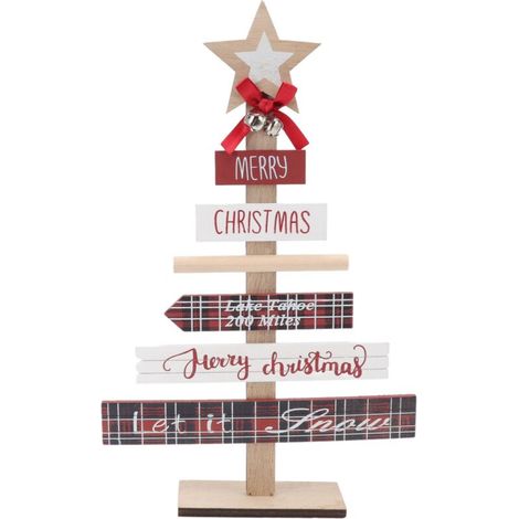 Weihnachtlicher Tischschmuck aus Holz mit Sockel, Geschenkidee und Dekorationsaccessoire, Rot, für den Innenbereich (1/5)