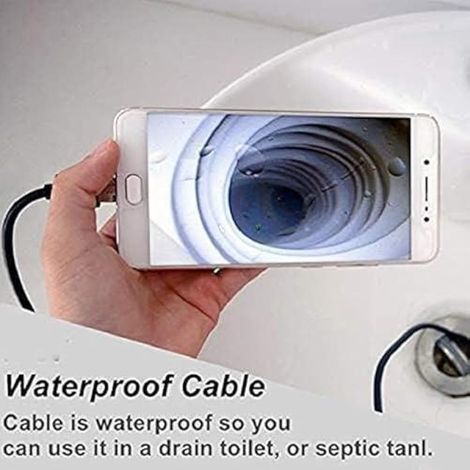Caméra endoscopique avec 8 LED, étanche, flexible et rigide, pour inspection des canalisations, compatible Android et iOS, câble de 1 m. (1/3)