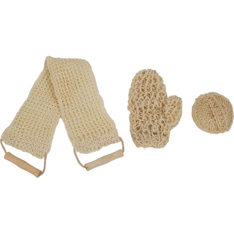 Ensemble de 3 gants exfoliants en sisal pour le corps, nettoyant en profondeur pour la douche et la maison (1/5)