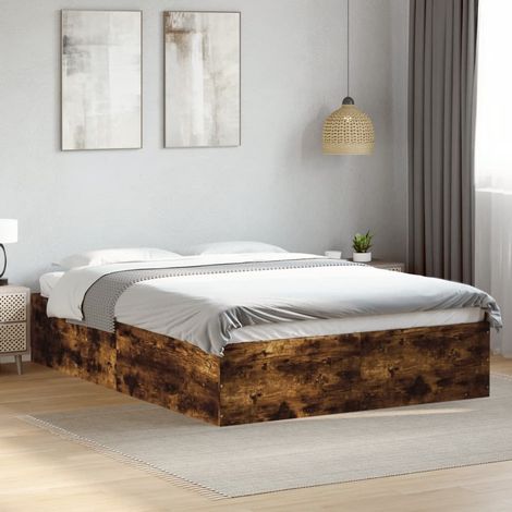 Estructura de cama madera de ingeniería roble ahumado 120x200cm vidaXL (1/5)