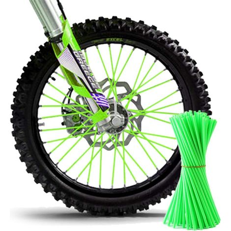 72 couvre-rayons universels pour jantes, verts, 23,7 cm, pour motocross, VTT et autres vélos (1/5)