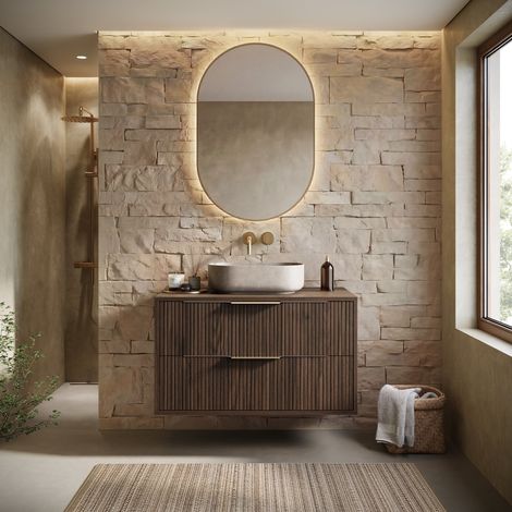 Badplaats Meuble sous-vasque Rimini 80 cm - Noyer brun -  Meuble