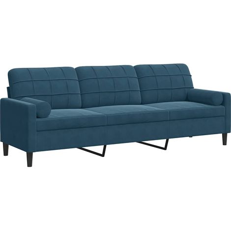 Maison Exclusive - Divano a 3 Posti con Cuscini Blu 210 cm in Velluto