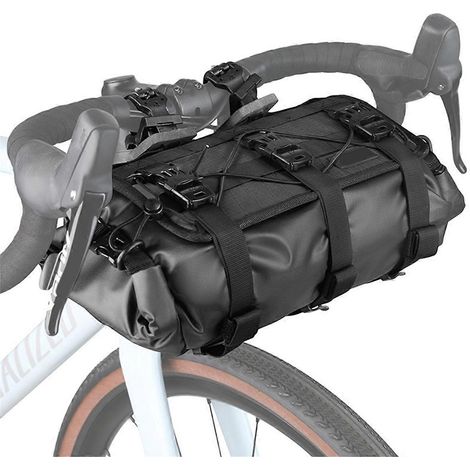 Wasserdichte Fahrradlenkertasche, verstellbares Volumen, Schwarz (1/5)
