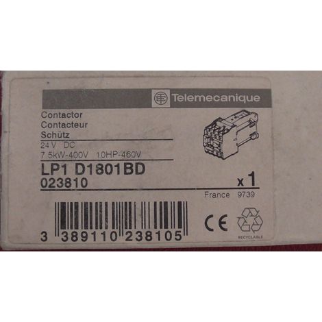 CONTACTEUR LP1 , LP1 D1801BD 24V DC TELEMECANIQUE CONTACTOR