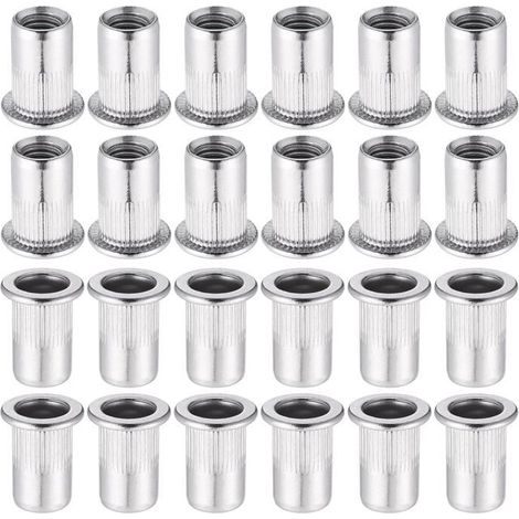 Ecleanfy - 60 Pièces 304 Ecrou a Sertir M8 en Acier Inoxydable Tête Plate Ecrou Aveugle Rivet Fileté Ecrou a Rivet pour pince à insert fileté (1/5)