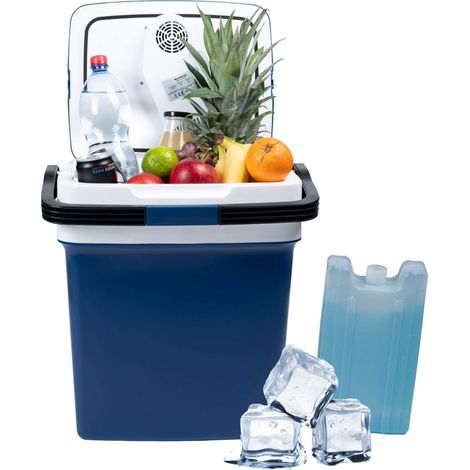 Frigo portatile per auto, 29 L, 220-240 V DC 12 V, funzione riscaldamento, inserto gratuito, blu