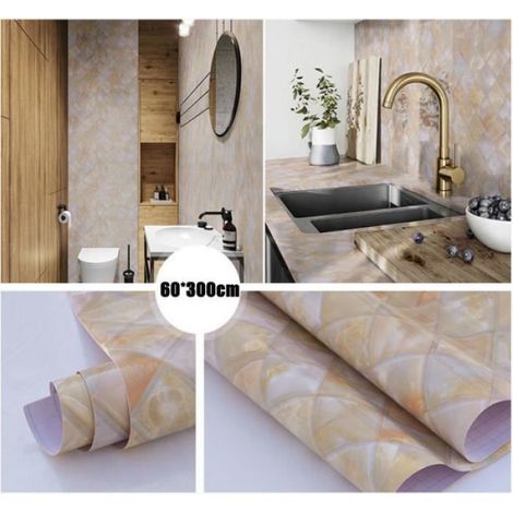 Papier peint à décoller et à coller en marbre auto-adhésif amovible - Papier imperméable pour comptoir -Rouleau de papier,Style I (1/4)