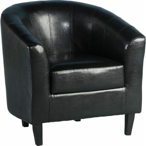 Tempo Tub Chair - L70 x W76 x H77.5 cm - Black Faux Leather (1/2)