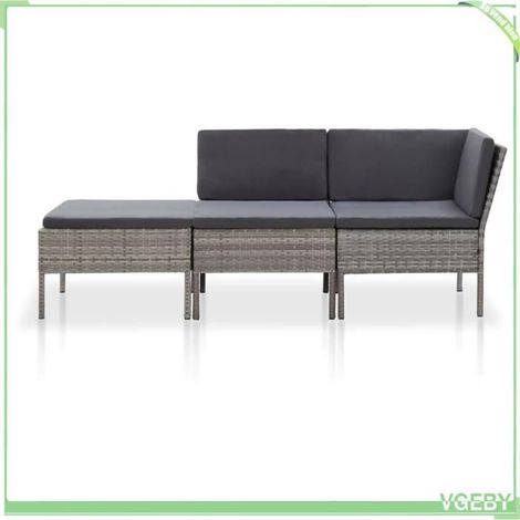 Salon de jardin - FAFEICY - 48962 - Résine tressée - Gris - 3 pièces modulable (1/5)