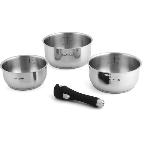 FAUCHON ART DE LA TABLE - 3 casseroles 16/18/20 cm amovible inox 18/8 induction (1/5)