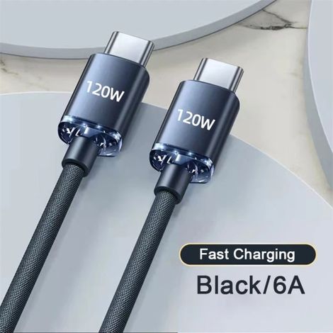 PD 120W 6A Fast Charging Type C Cable for iPhone 15 Pro Max USB C Fast Charging Cable for Samsung Xiaomi Huawei Data Cable Cable purple 2m