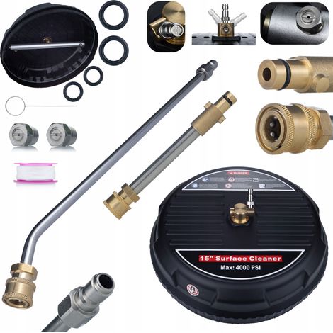 Rosfix Set T-Racer 15" Reinigungsbürste + 70 cm Lanze 1/4" + Adapter Bayonet – Für Nilfisk/Gerni Hochdruckreiniger 160 bar, 60 °C Pflaster-, Fassaden-, Fahrzeugreinigung (1/5)