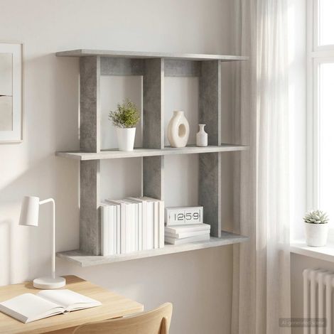 vidaXL Wall Shelf Wall-Mounted Concrete Grey 100 x 20 x 75 cm (1/5)