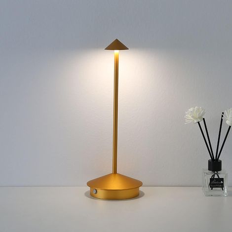 Lampe de table moderne sans fil LED 3000mAh - Veilleuse tactile rechargeable 3 niveaux de luminosité pour restaurant camping - doré (1/5)